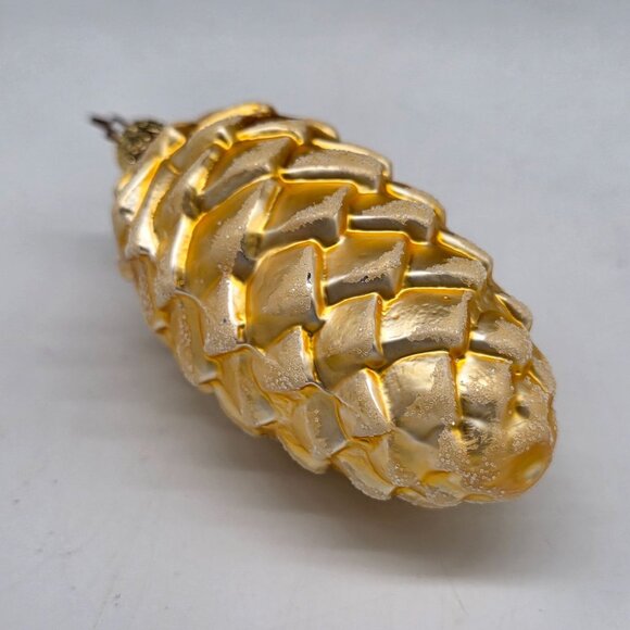 Inge Glas Pine Cone German Glass Christmas Ornament Yellow - Picture 6 of 7